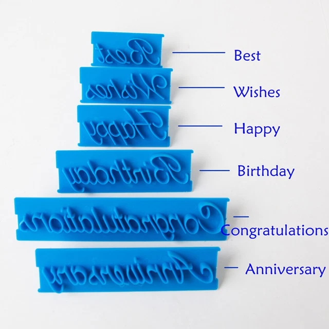 Celebrate con 6 impressioni parole inglesi su stampi da forno inclusi
