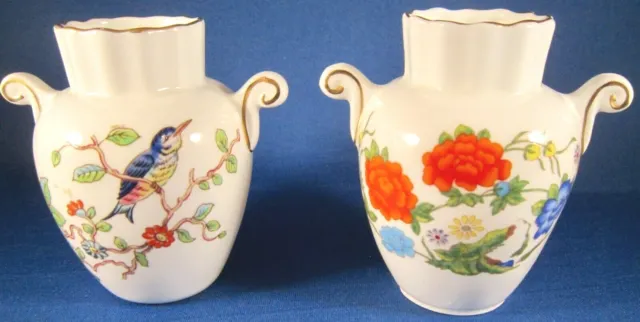 Aynsley Famille Rose & Pembroke Bone China Mini Bud Vases (3 In.) England