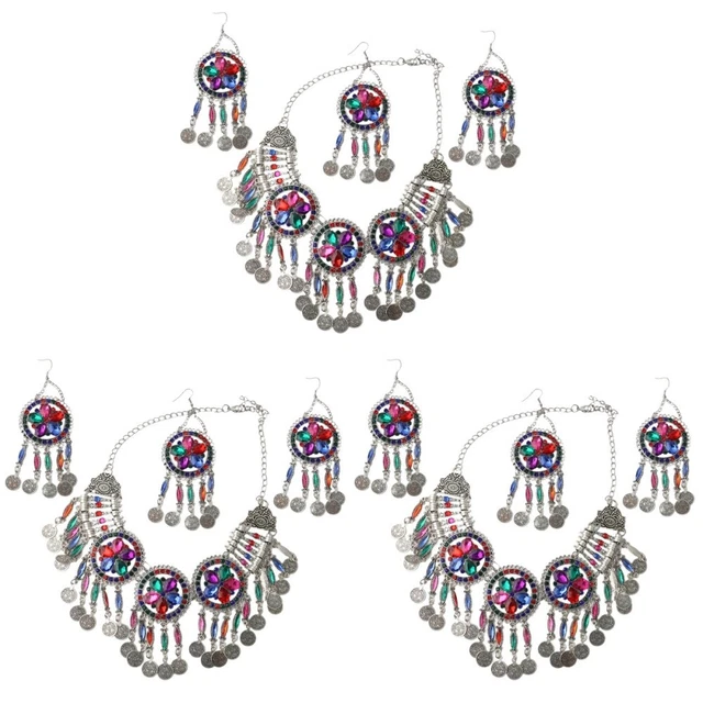 3 Sets Party Elegant Birthday Rhinestone Headpiece Wedding Jewelry Set