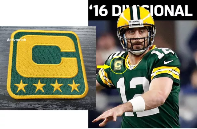 Green Bay Packers Captain Patch 4 Star Gold NFL Football USA Sports Superbowl