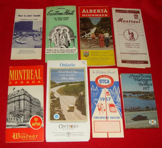 Lot of 16 Vintage Canadian Road Maps / Brochures & Travel Guides 1952 to 1995