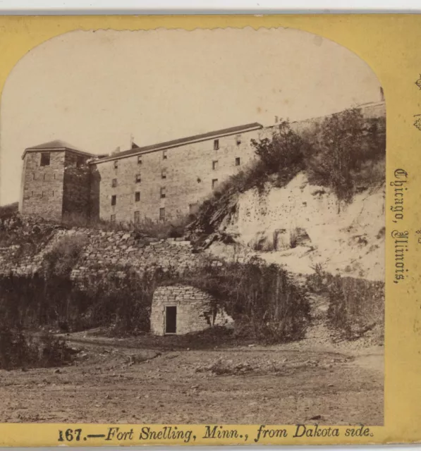 Fort Snelling from the Dakota Side MN Carbutt Stereoview c1865