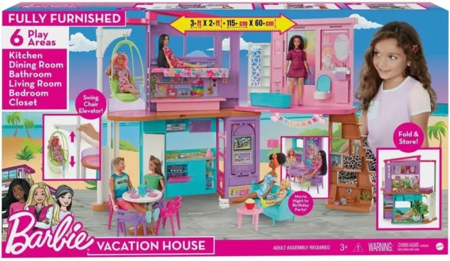 Barbie - Casa di Malibu (106 cm) playset casa delle Bambole con 2...