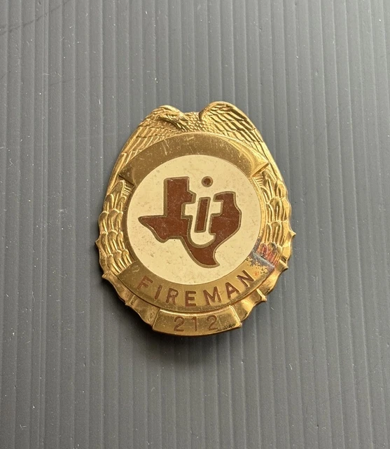 Ti Fire Shield EXTREMELY RARE VINTAGE Texas Instruments TI Fireman's Badge Fire ...