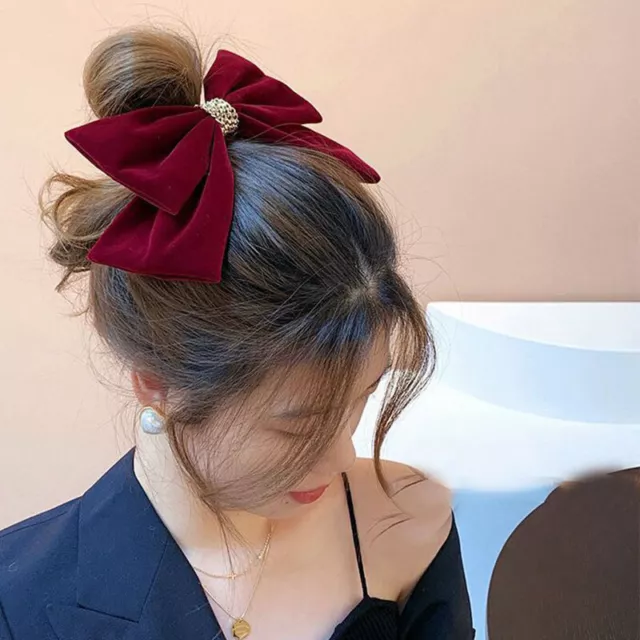 New Women Girls Velvet Big Bow Fashion Hair Clip Slide Barrette Hairpin Snap R 3