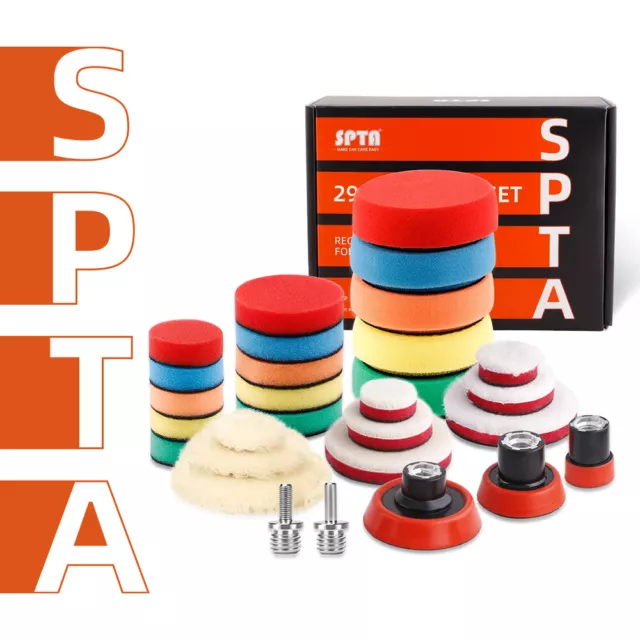 SPTA Mini Polishing Buffing Foam Pads Kit M14 Adapter For Car Polisher Detailing