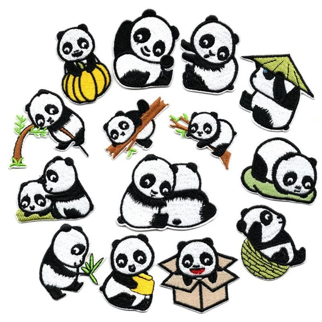 14Pcs Iron On Applique Patches Sew Iron on Panda Patch Panda Embroidered Patches