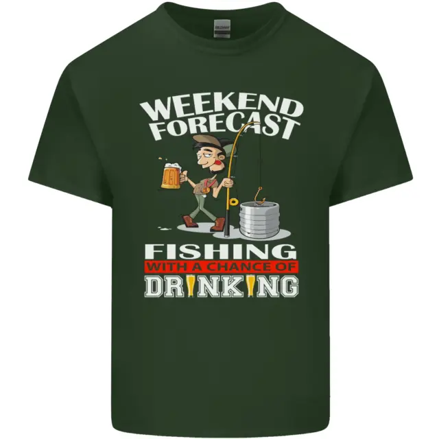 T-shirt da uomo in cotone cotone Fishing Weekend Forecast divertente 9
