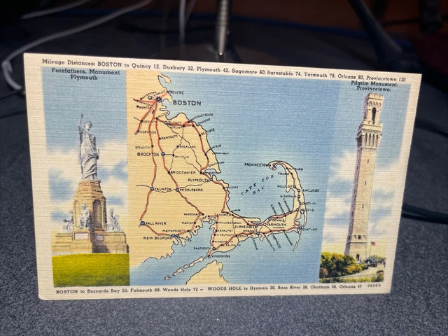 Boston￼ To Buzzards Bay Map Postcard￼