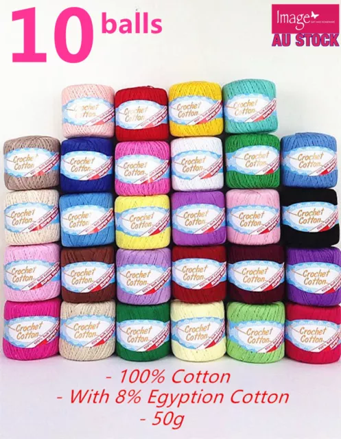 10x 100% Super Soft Crochet Cotton Ball 50g 3Ply Wool Yarn 38 Colour Available