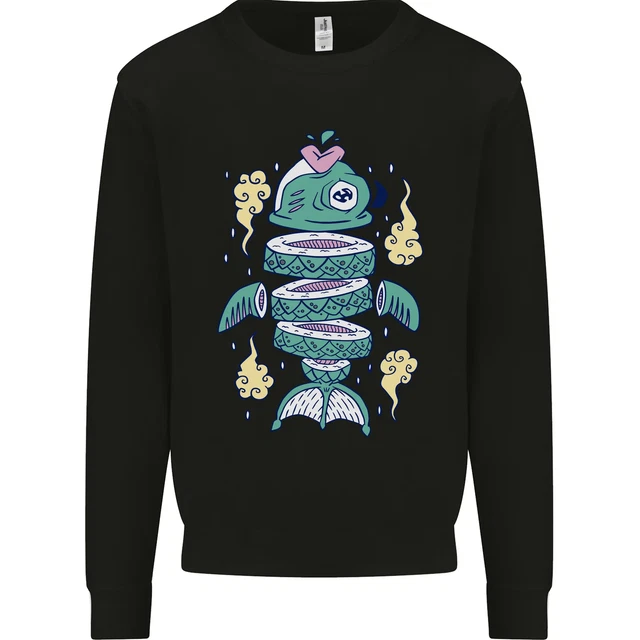 Funny Sliced Sushi Fish Fishing Fisherman Kids Sweatshirt Jumper