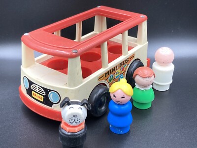Fisher Jouet Fisher price ancien vintage lot little people school bus voiture figurines 
