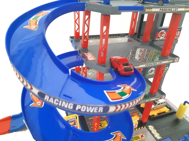 Garage 5 Étages BuzzoXerex Avec 14 Voitures Et 2 Hélicoptères - Piste De Course, Ascenseur Électrique - Jouet Enfant 5-9 Ans