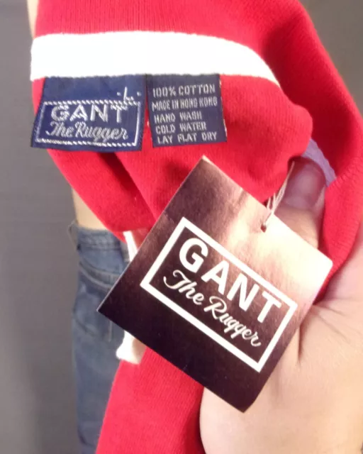 Vintage 80s 90s Gant The Rugger Nwt NOS Deadstock Polo Rugby Maglia Colorblock L 4
