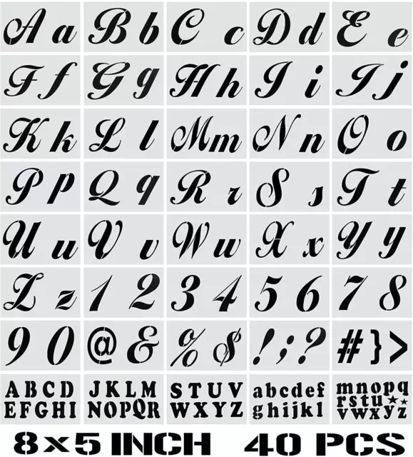 Letter Stencils for Painting on Wood - 46 Pack Large Alphabet Stencil  Templates with Numbers and Signs, Reusable Letters and Numbers Stencils in  4