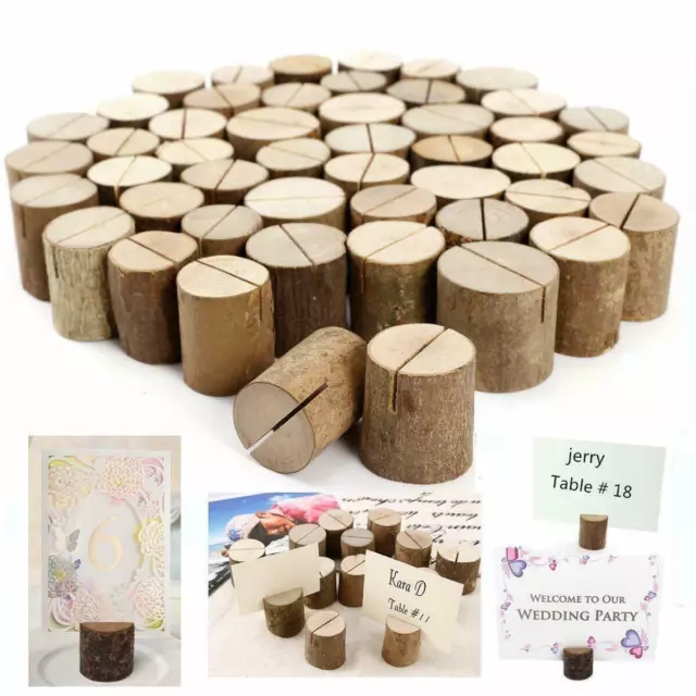 10/100x Wooden Name Place Card Holder Stand Table Photo Clip Party Wedding Decor
