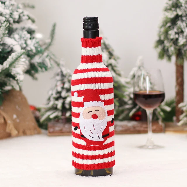 Abrigo de botella de franela de Navidad artículos de cocina champán botella de vino bolsillo