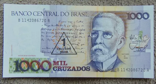 BRAZIL-BANCO CENTRAL DO BRASIL 1,000 MIL CRUZADOS *0160A PAPER MONEY