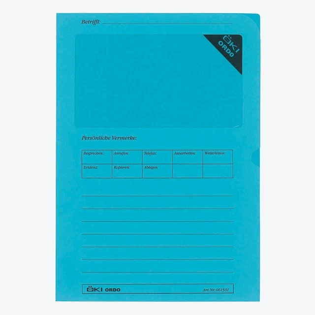 100 ÖKI SICHTHÜLLEN Ordo DIN A4 blau glatt 120 g/qm EUR 30,63 - DE 100 ÖKI SICHTHÜLLEN Ordo DIN A4 blau glatt 120 g/qm EUR 30,63 - DE