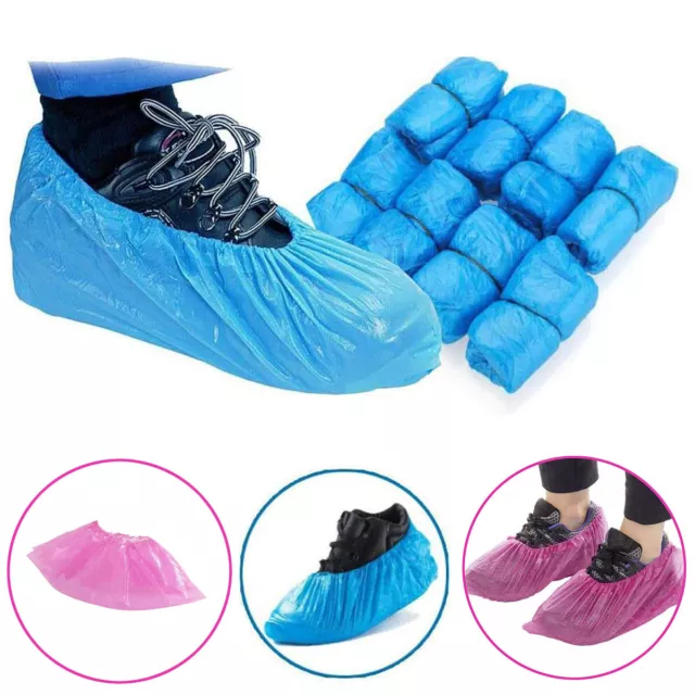 Disposable Shoe Covers Overshoes Plastic Anti Slip Cleaning Protective Safety