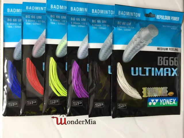 [Max 30lbs] Genuine YONEX BG66UM Ultimax 0.65mm Badminton String (6 COLOR) CA 2