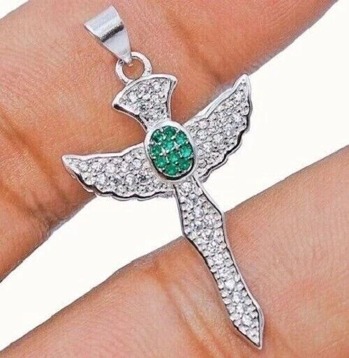 Pendentif croix aile d'ange en argent sterling 925 pour homme avec coupe...