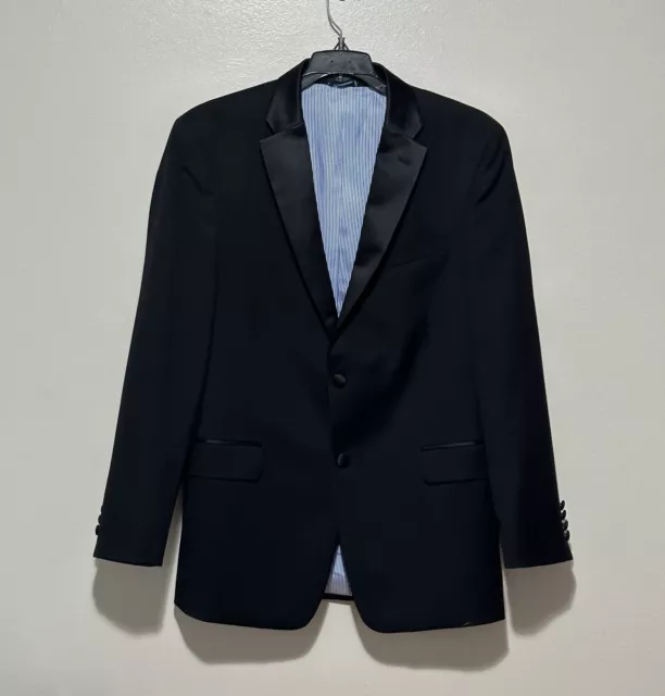 Tommy Hilfiger Tuxedo Mens 40R Blazer Suit Jacket Wool Black 2 Button
