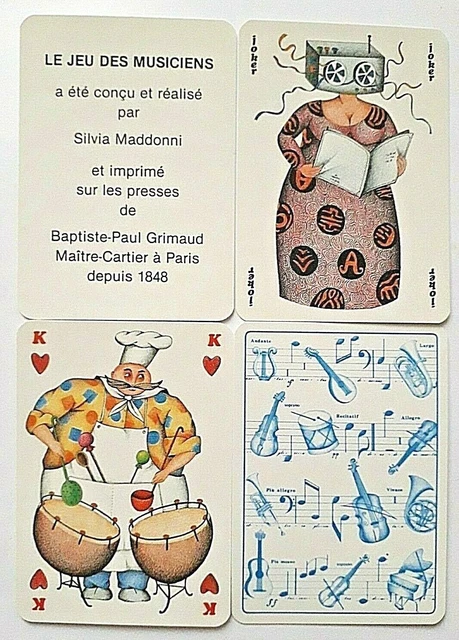 Musicians Grimaud Vintage Playing Cards Non Standard 52 & 2J & 1H 1984 Post Free