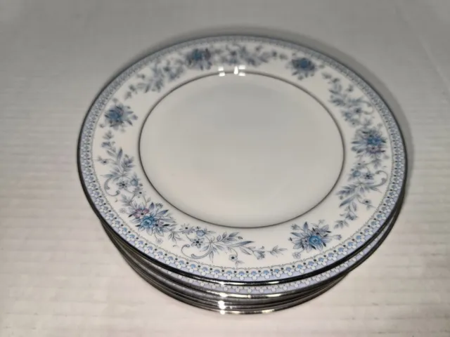 Noritake China Blue Hill 4 Bread And Butter Plates 6 3/8" Platinum Trim 2482