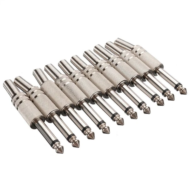 Male Jack 1/4" Mono Jack Adapter Soldering Audio Connector 6.35mm Audio Plug