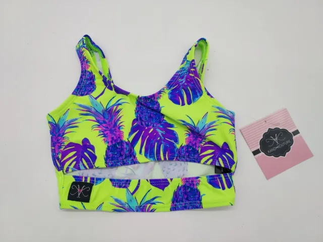 Kandi Kouture Dancewear Top Child Medium Size 5/6 Tropical Pineapple Neon