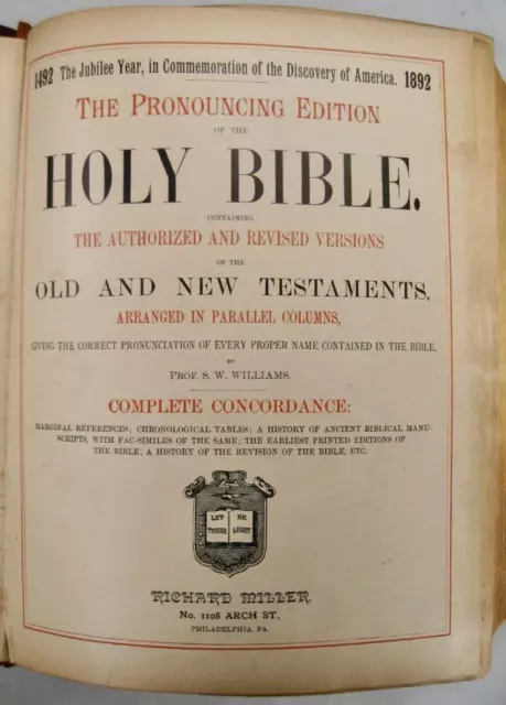 Beard Surname Family Holy Bible 1892 Illustrated English Lebanon Pennsylvania O