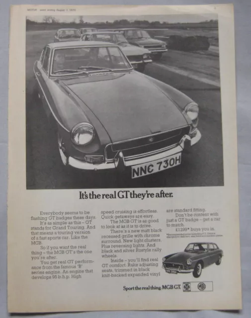 1970 MGB GT Original advert No.1