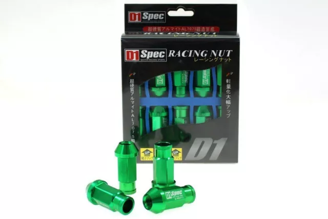 Ecrous De Roue Racing Lug Nuts M-7287 D1Spec Replique M12X1.5 Vert