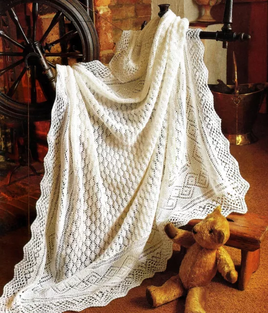 Baby knitting pattern copy 3 ply Shawl 127 x 50 cm