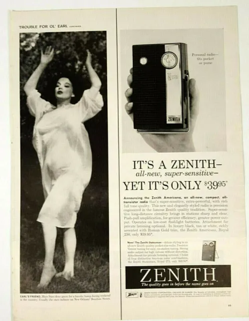 Vintage Zenith Transistor Radio Ad 1959 Super Sensitive Americana Royal 250