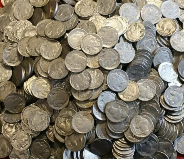 Lot of 120 Buffalo Nickels P D S Mixed Dates Unsorted 3 ROLLS - FULL DATE COINS