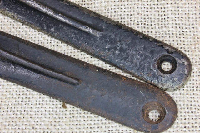 2 Old Shelf Brackets 5 X 6” Weathered Paint Cast Iron Rustic Vintage Supports 5