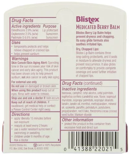 12 Pack - Blistex Medicated Berry Balm SPF 15 0.15 oz Each 3