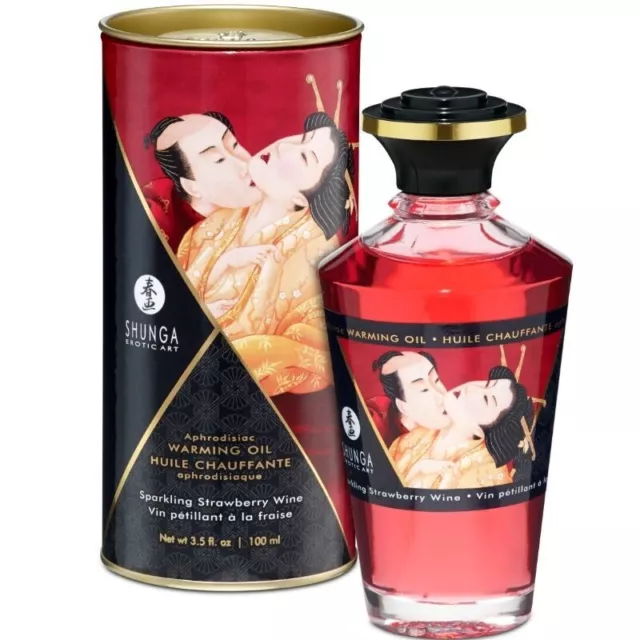 Shunga Aceite Masaje Efecto Calor Fresas Y Cava 100 Ml Envío Discreto 24H