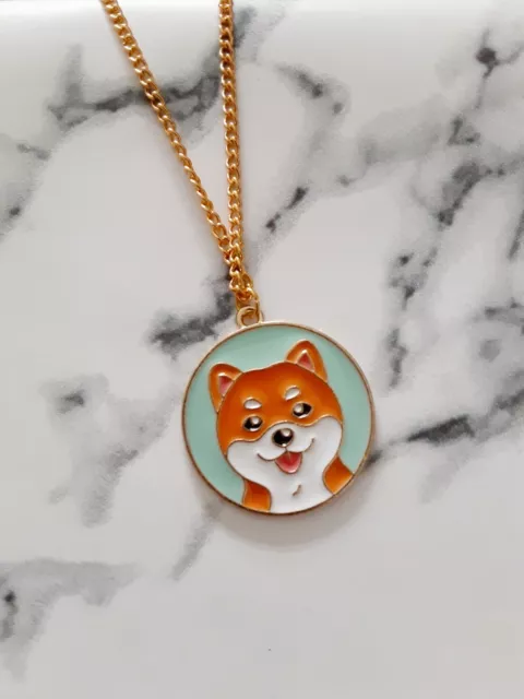 Cute shiba inu orange beige dog puppy pet lover gift charm chain kawaii necklace