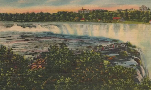 Horseshoe Falls at Terrapin Point Niagara Falls NY Linen Vintage Post Card