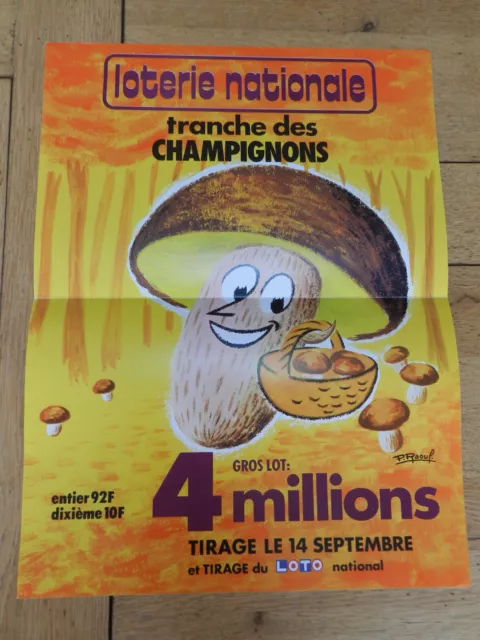 affiche loterie nationale année 80 CHAMPIGNONS p.raoul