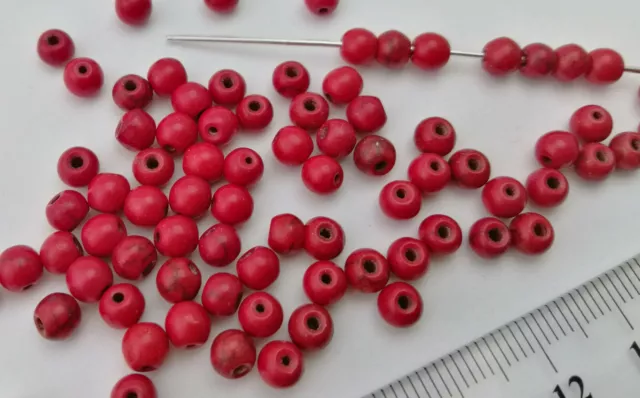 Perlas bola piedra 4,5 mm rojo imitación turquesa X 50 UNIDADES abalorios