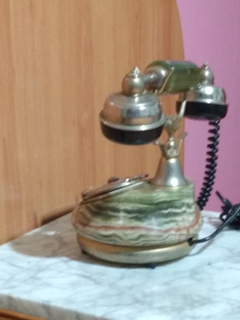 Teléfono giratorio antiguo de ónix vintage victoriano de los años 60, adaptado. 2