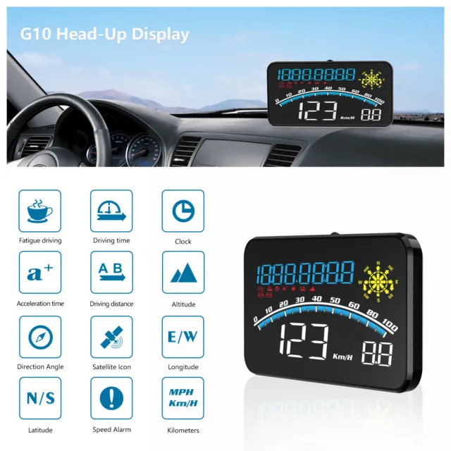 5" Digital Speedometer Universal GPS Car HUD Head Up Display MPH Overspeed Alarm