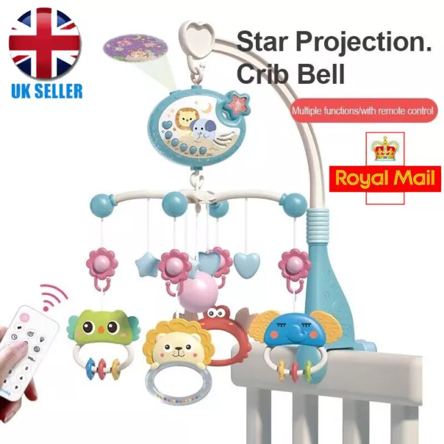 New Baby Musical Crib Bed Bell Cot Mobile Stars Dreams Light Nusery Lullaby Toy*