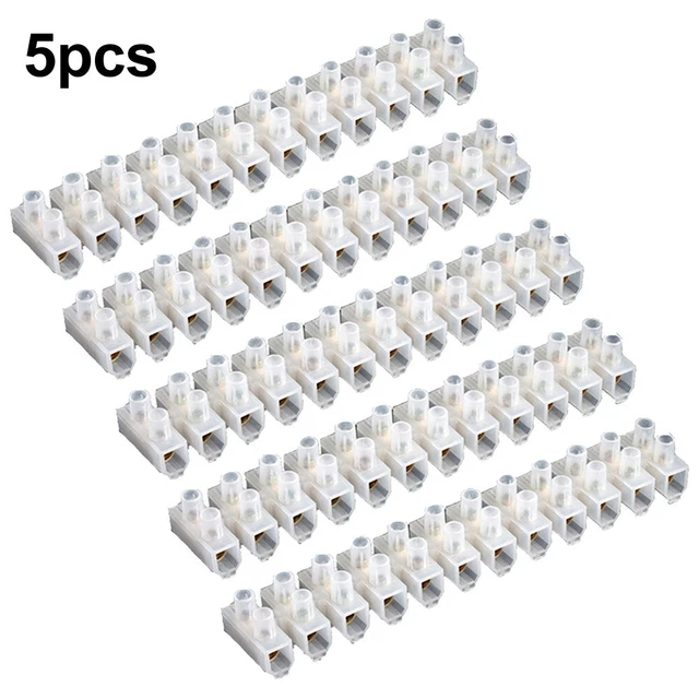 Terminalblock 12 polig weiß transparent 5 Stk Schraubklemmen Doppelreihig