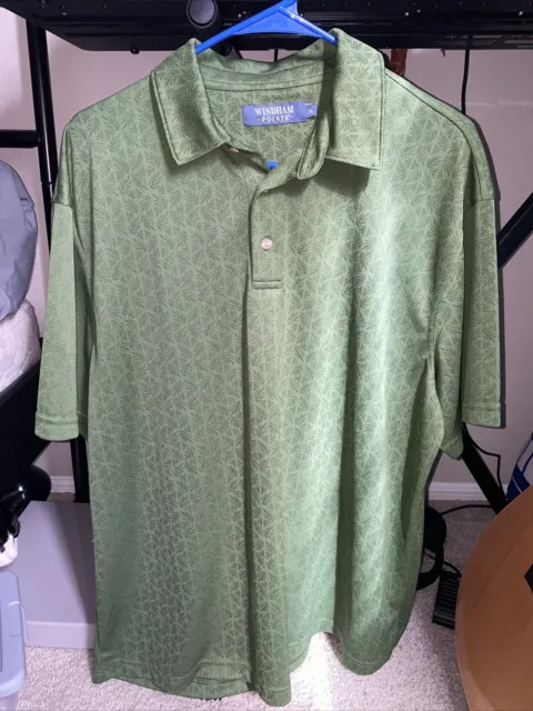 Windham Pointe Polo Shirt Mens Large Green Floral Short-Sleeve Outdoor Golf