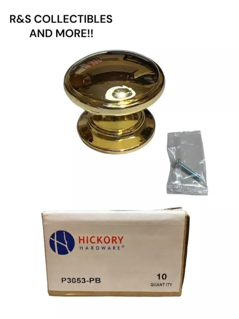 Hickory Hdw P3053-PB 1-1/4-Inch Williamsburg Cabinet Knob Polished Brass 10-PACK